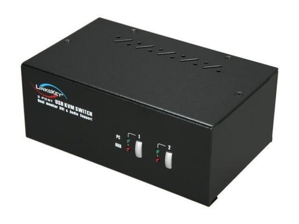 Linkskey 2-Port Dual Monitor DVI & Audio Support KVM